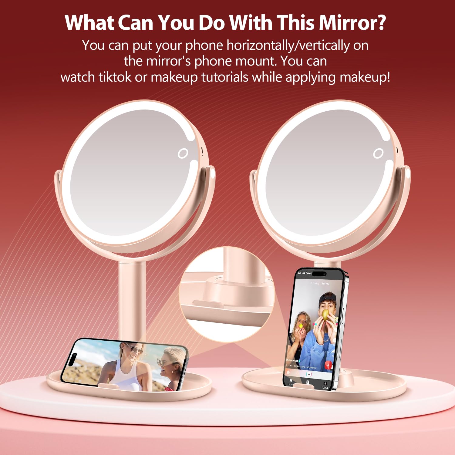 MIYADIVA pink 8.8-inch mirror adds stylish, functional vanity vibe