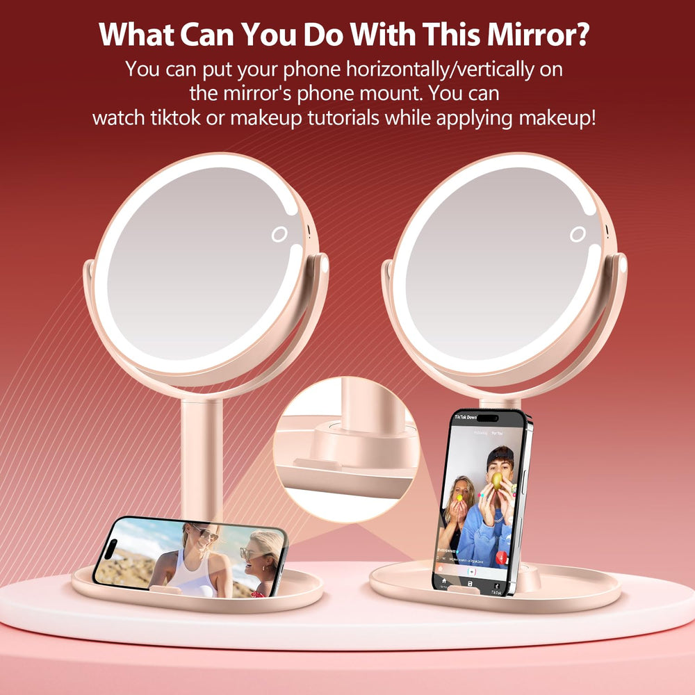 MIYADIVA pink 8.8-inch mirror adds stylish, functional vanity vibe