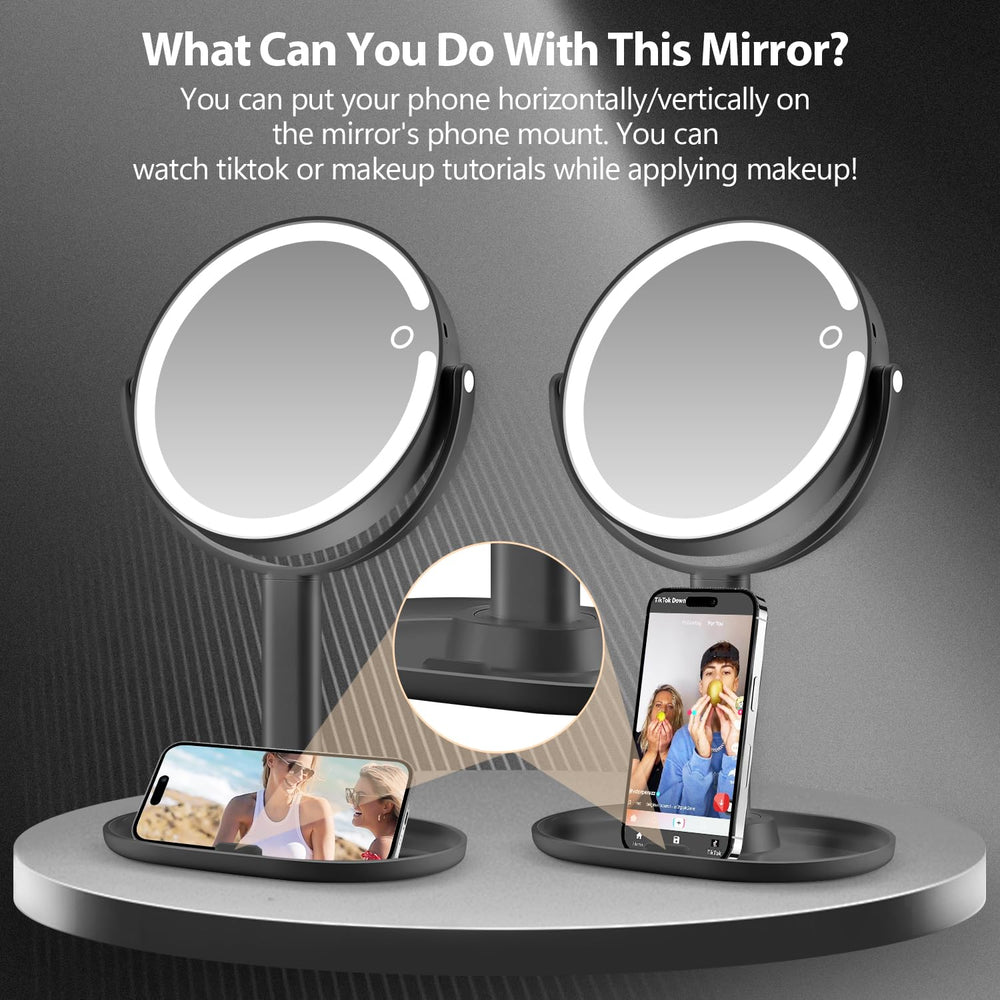 MIYADIVA mirror built-in phone holder enables hands-free tutorials.