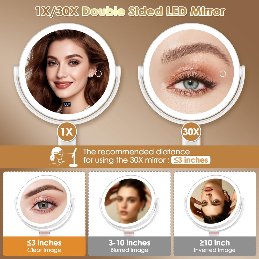 MIYADIVA makeup mirror with phone holder for tutorials while applying makeup.