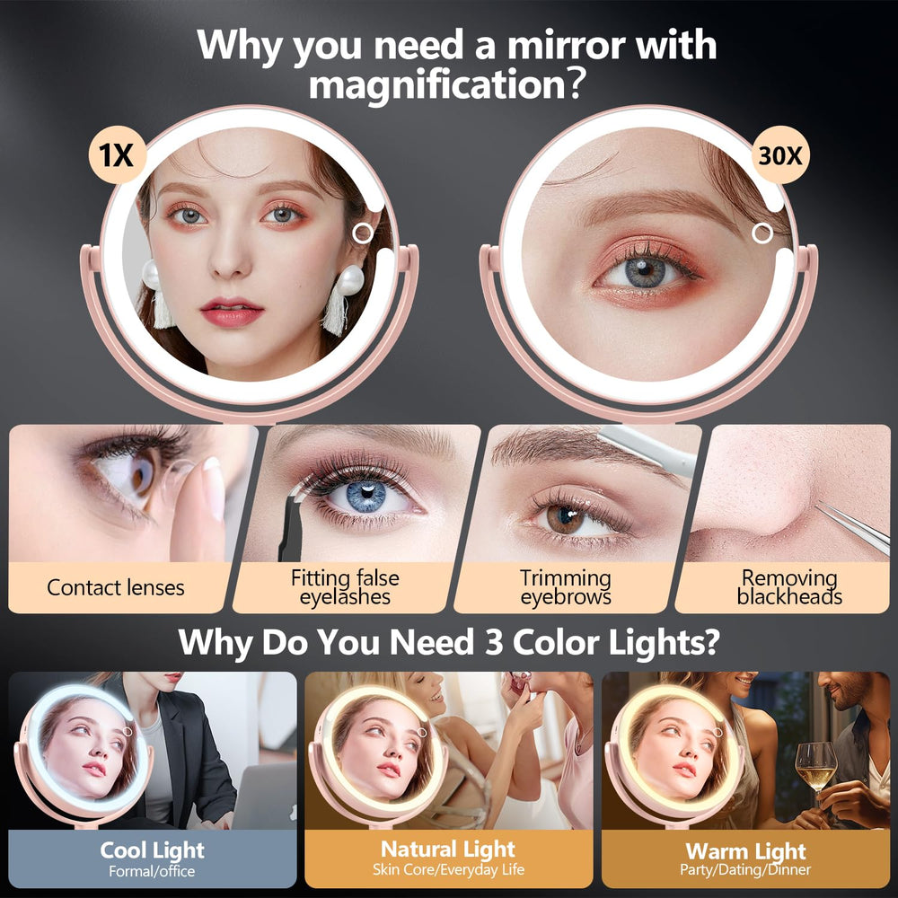 MIYADIVA makeup mirror includes phone holder for tutorials.