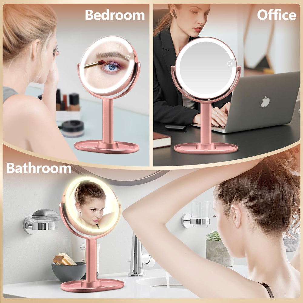 MIYADIVA rose-gold makeup mirror with gift-ready packaging.