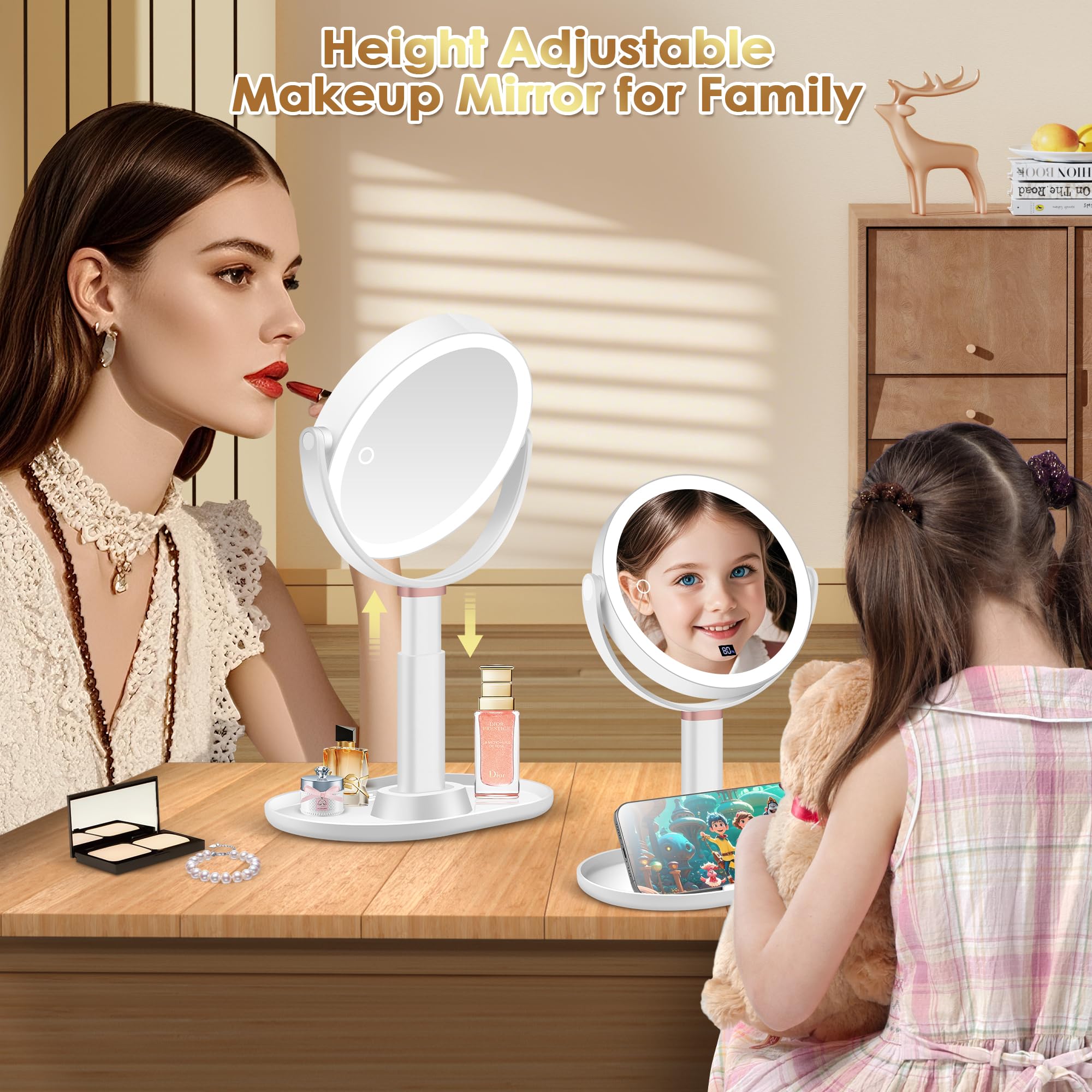 MIYADIVA makeup mirror travel-ready and lightweight for on-the-go use.
