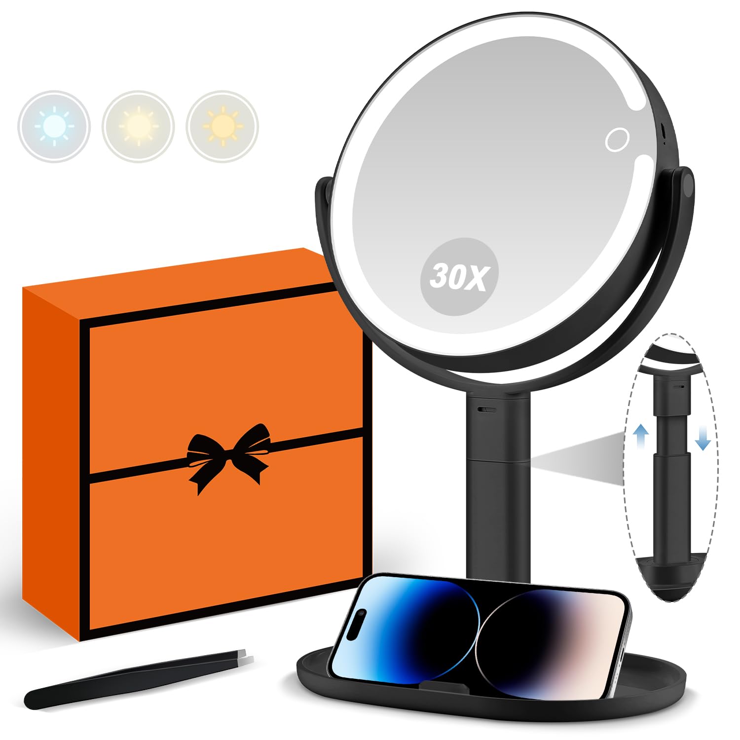 MIYADIVA makeup mirror with lights front view for even illumination during daily makeup