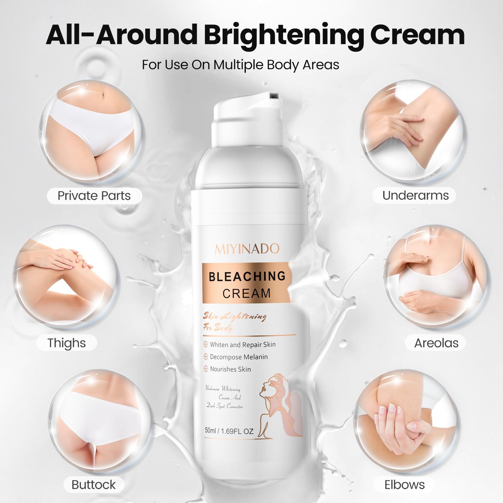 MIYINADO Skin Lightening Cream hydration close-up illustrates silky, non-greasy finish