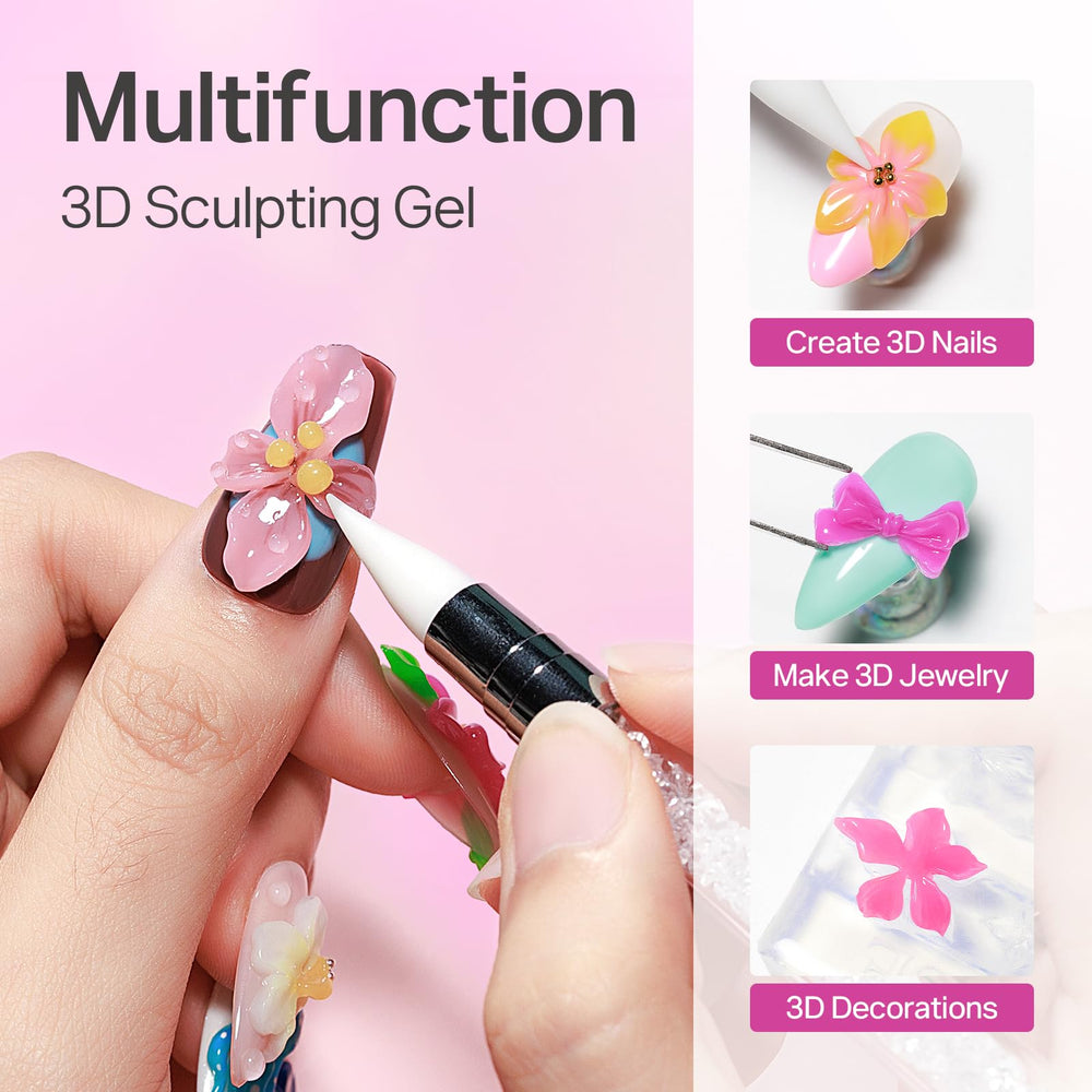 MIZHSE 3D nail gel dual-end pen tool enables precise sculpting and shaping.