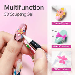 MIZHSE 3D nail gel dual-end pen tool enables precise sculpting and shaping.