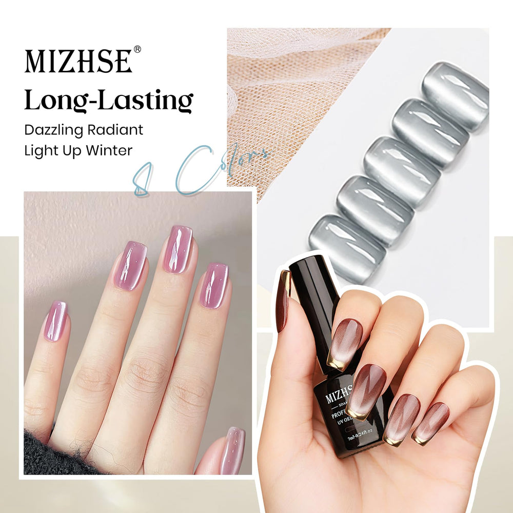 MIZHSE base-and-top-coat included for complete at-home manicure.