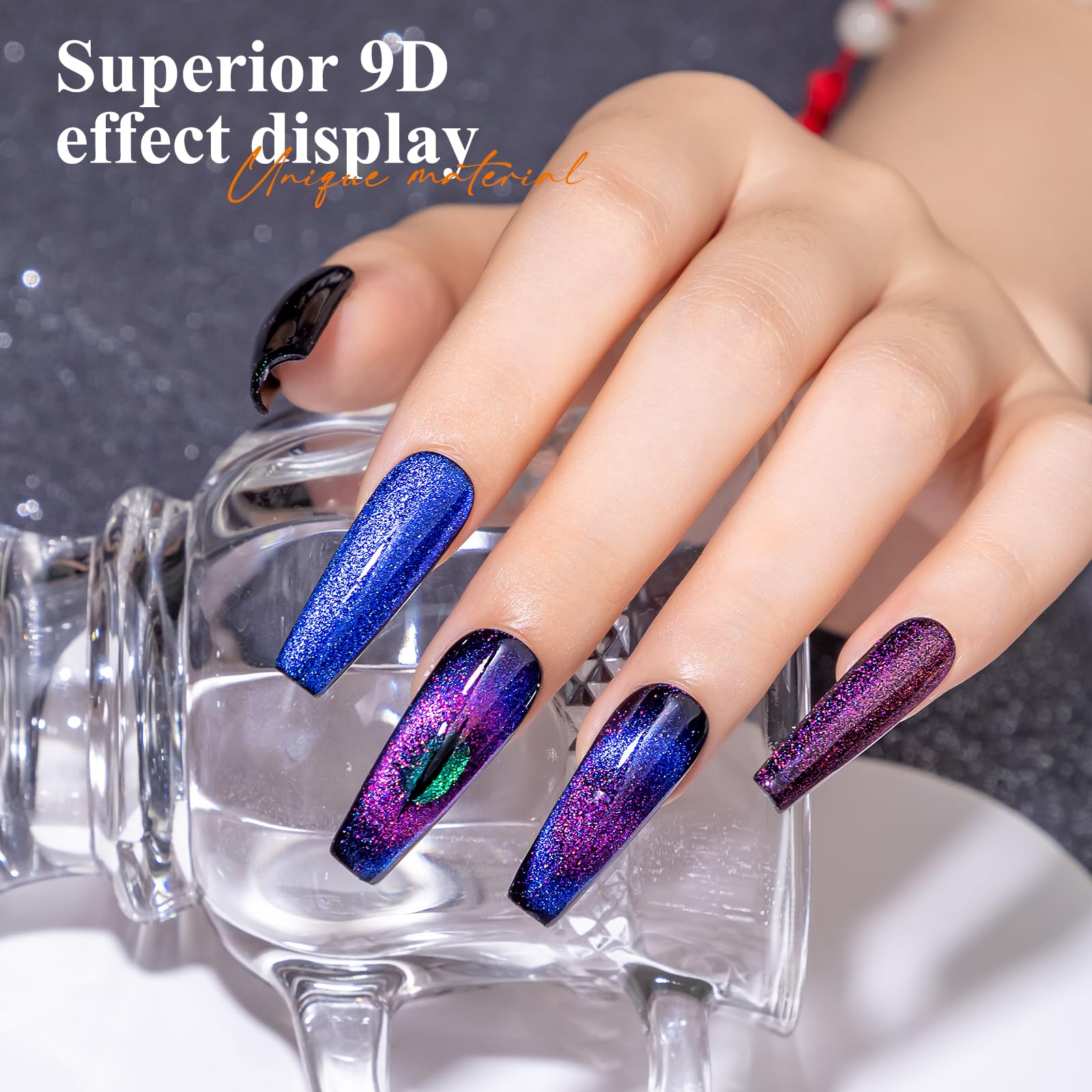 MIZHSE galaxy shimmer effect adds holographic sparkle to your manicure.