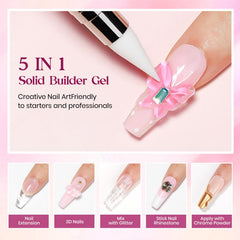 MIZHSE Solid Builder Gel color close-up highlights the smooth, non-sticky texture for precise sculpting.