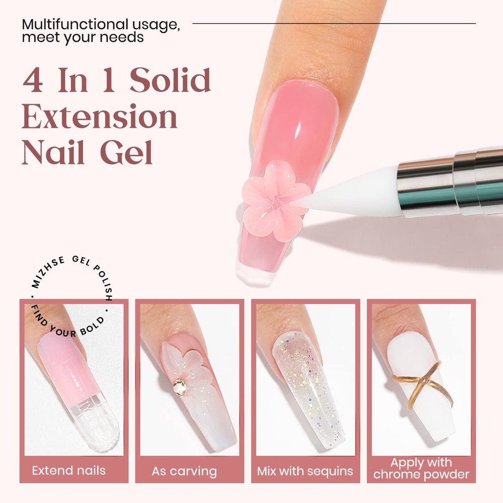 MIZHSE solid builder gel nail-extensions-ready on natural nails for salon results