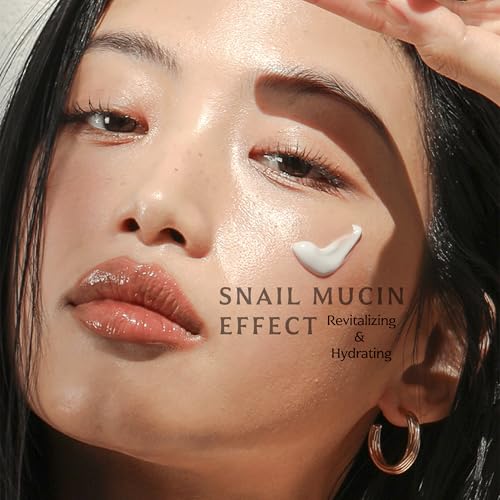MIZON Black Snail All-In-One Cream jar closeup texture highlights smooth, moisturizing lotion.