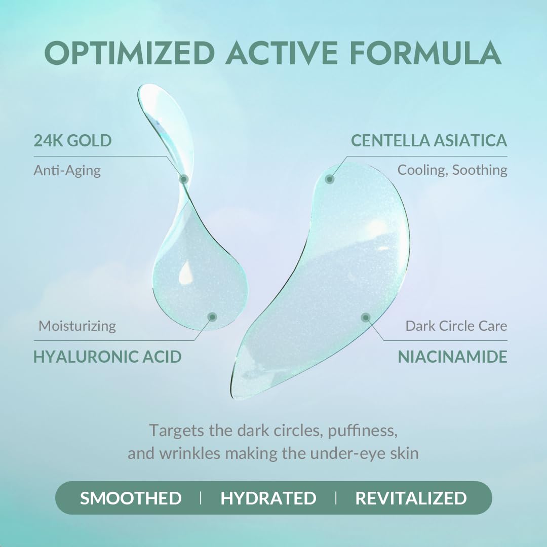 MIZON Cicaluronic eye patch with tea tree, calendula, and aloe soothing botanicals.