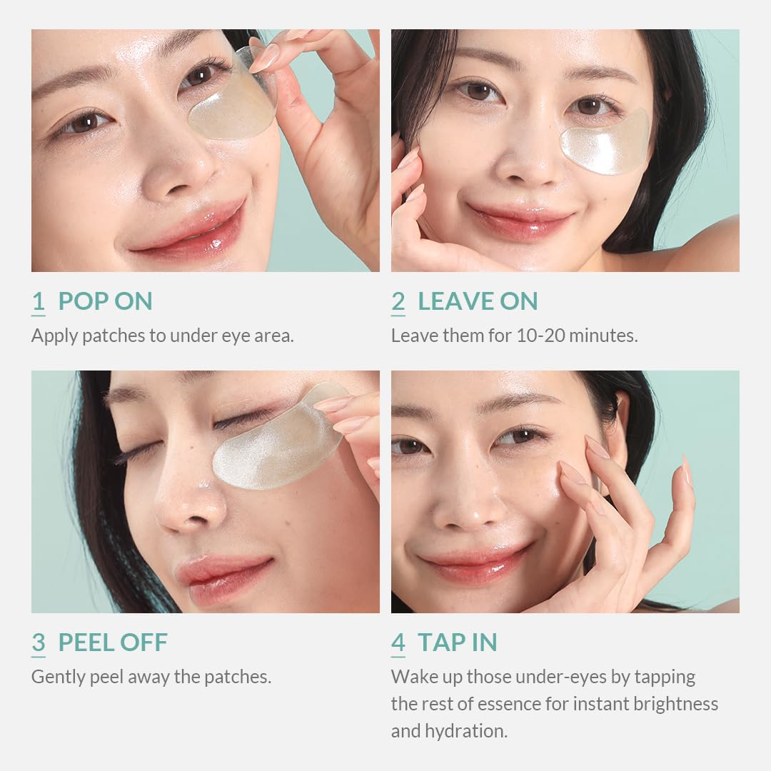 MIZON Cicaluronic eye patch skin-glow preview showing refreshed under-eye area.