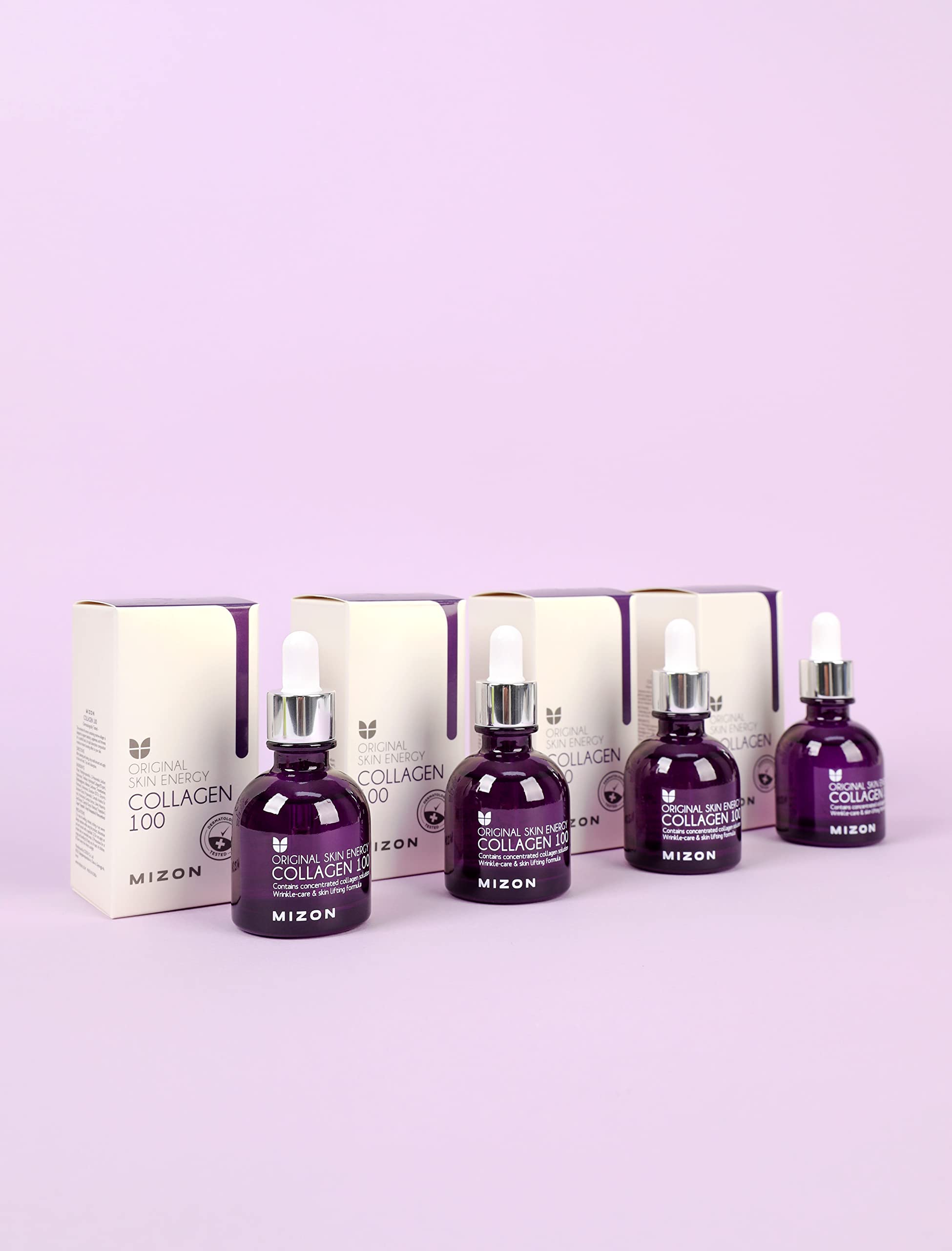 MIZON Collagen 100 glass skin radiance effect driven by marine collagen.