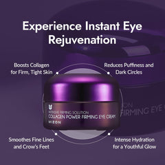 MIZON Collagen Power Firming Eye Cream application gesture conveys gentle daily use.