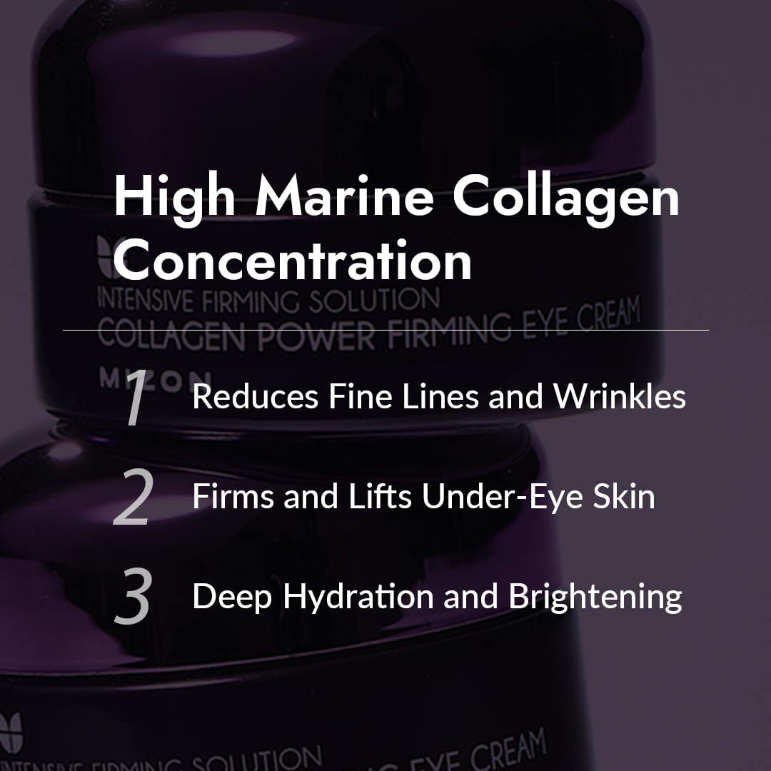 MIZON Collagen Power Firming Eye Cream texture closeup shows moisturizing cream.