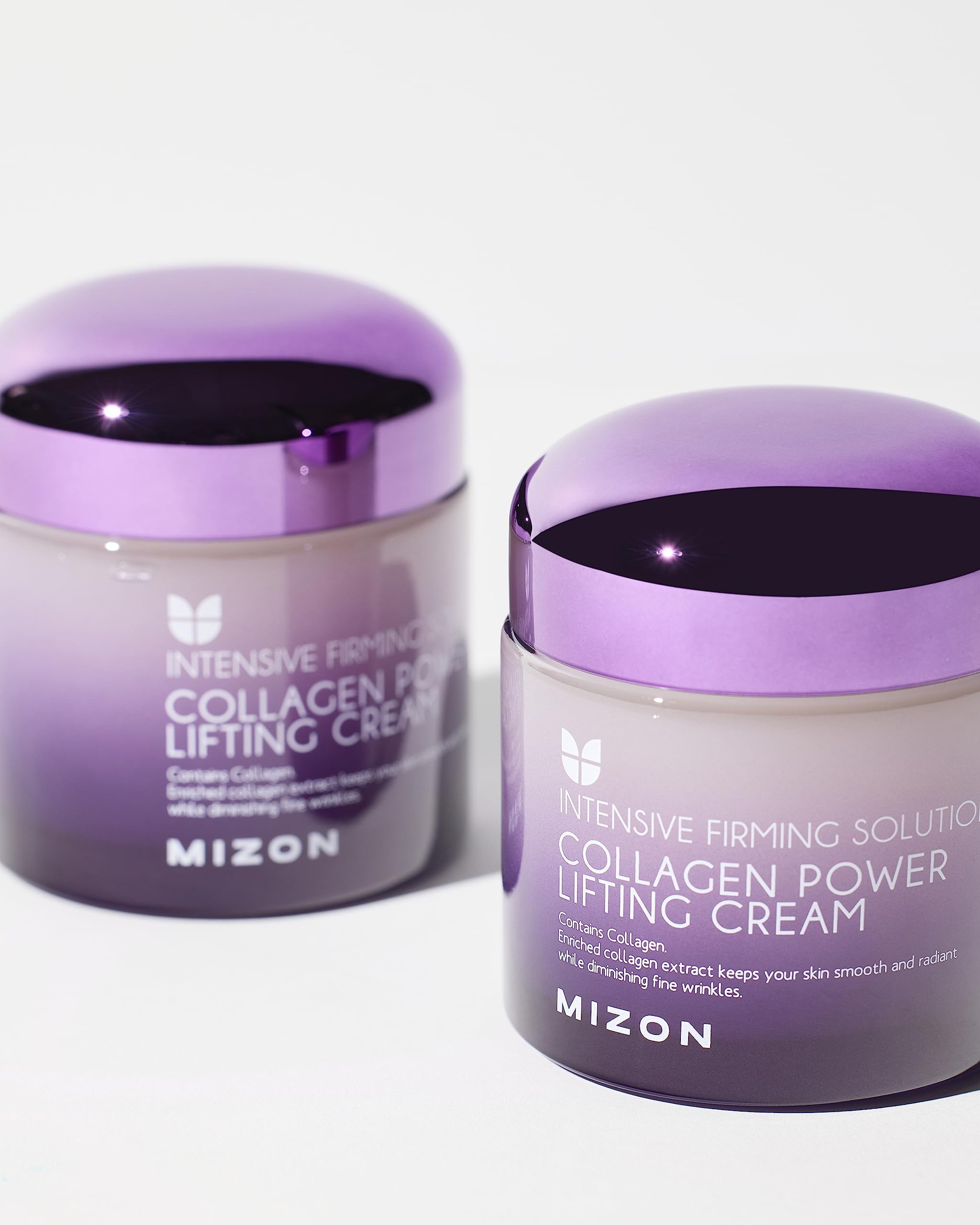 MIZON Collagen Power Lifting Cream ingredients chart emphasizing marine collagen and adenosine