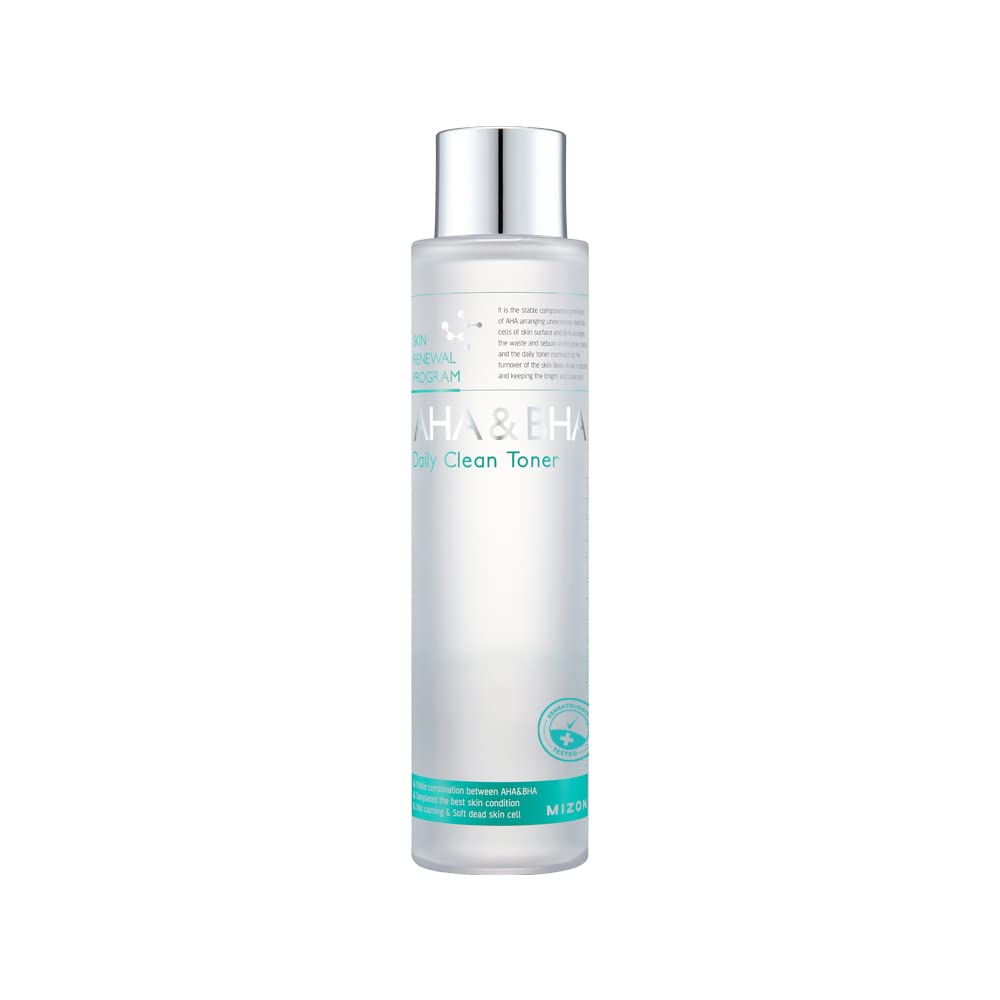 MIZON daily clean toner bottle front for gentle daily exfoliation prep