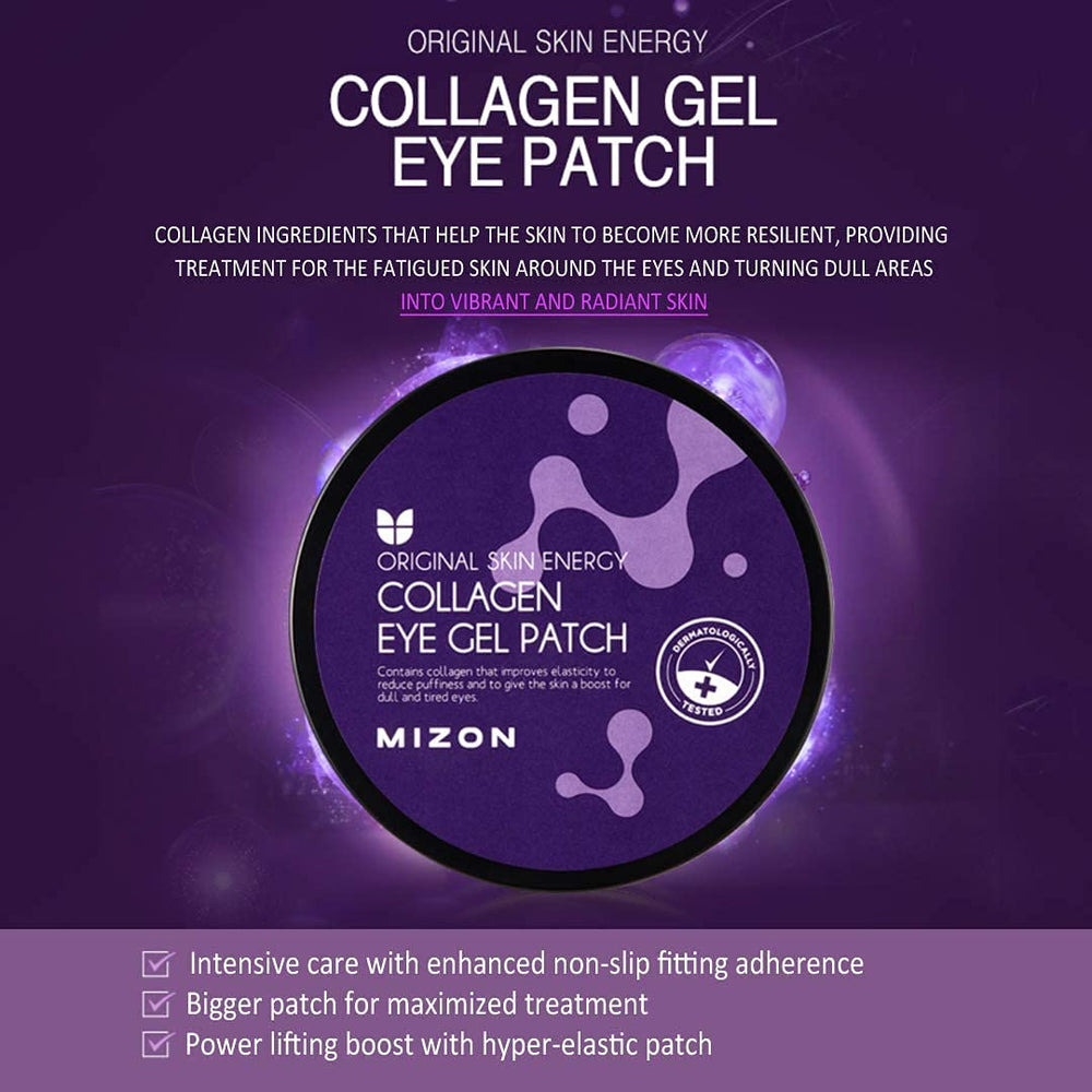 MIZON Hydrogel texture close-up highlights cooling, comfortable eye care.