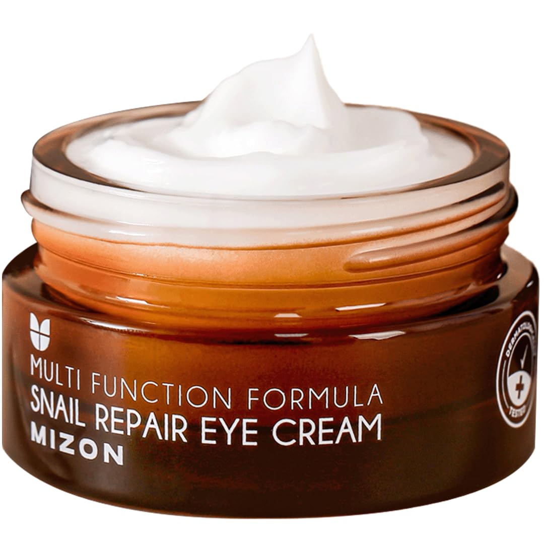 MIZON Snail Line Eye Cream tube close-up shows hydrating eye care.