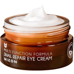 MIZON Snail Line Eye Cream tube close-up shows hydrating eye care.