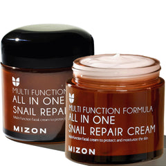 MIZON snail repair cream bottle close-up showing lightweight hydration