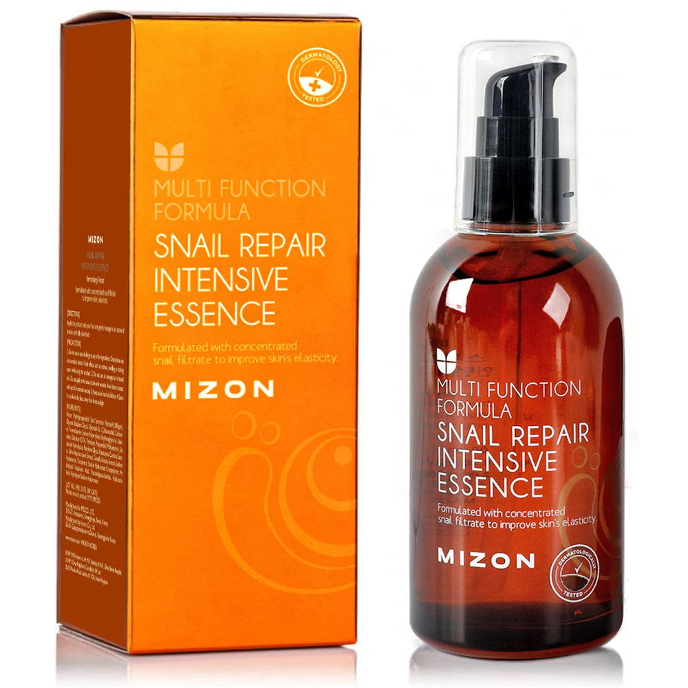 MIZON Snail Repair Intensive Essence bottle demonstrates easy hydration for daily skin care.