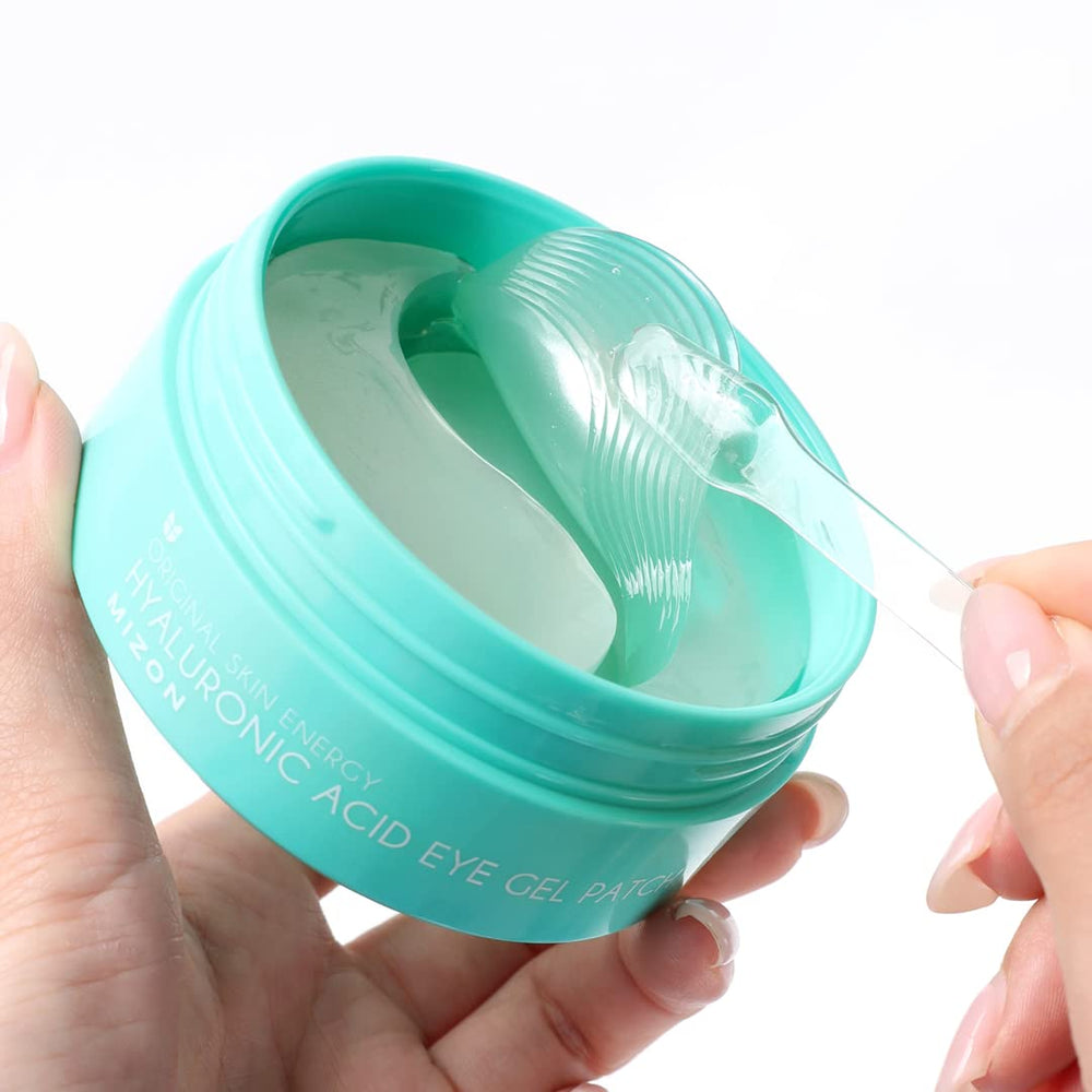 MIZON eye patches resting on skin hydrate and smooth the under-eye area