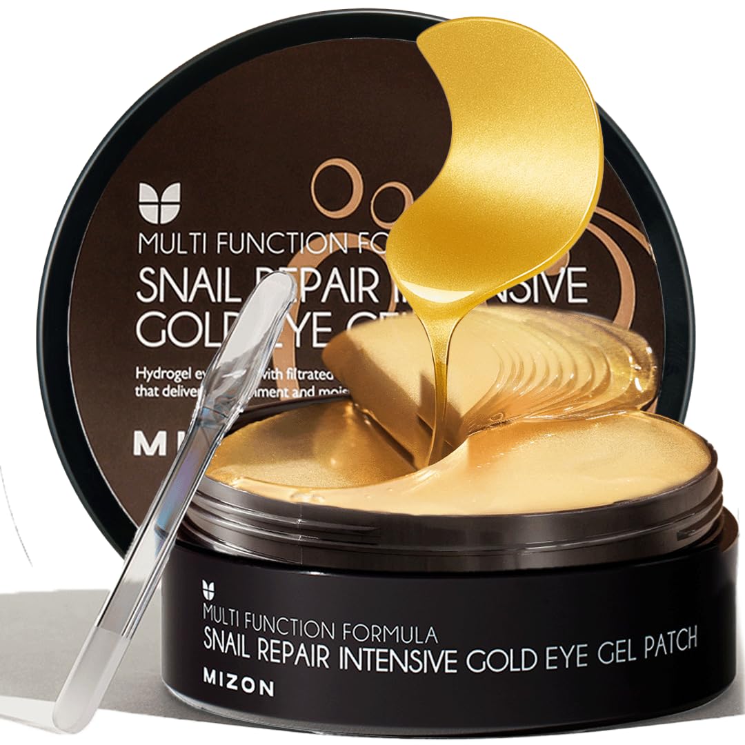 MIZON Under Eye Patches 24K gold snail mucin application nourishes delicate eye skin