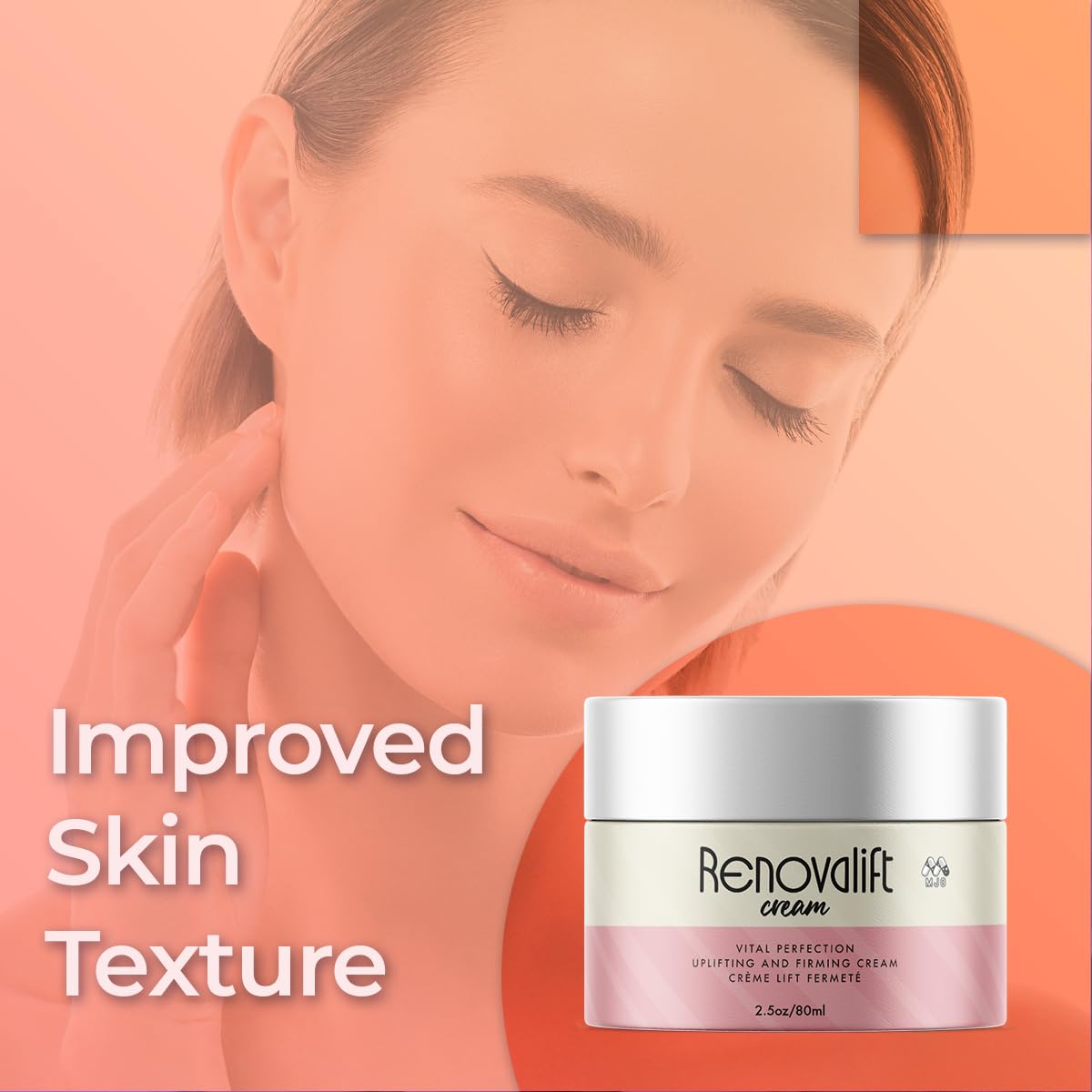 Renovalift cream jar closeup emphasizing creamy texture and natural ingredients