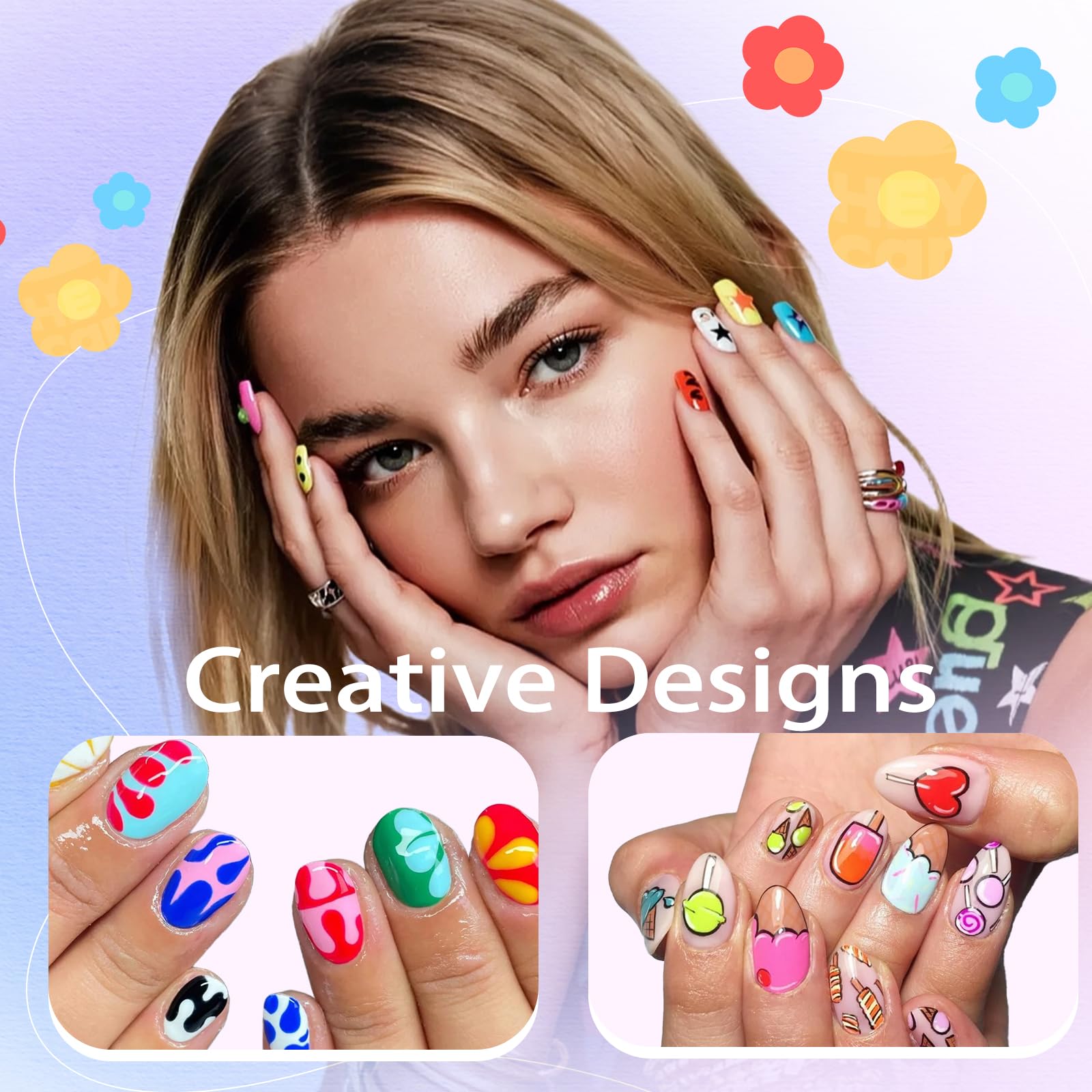 MKNZOME DIY nail art kit in use for intricate patterns