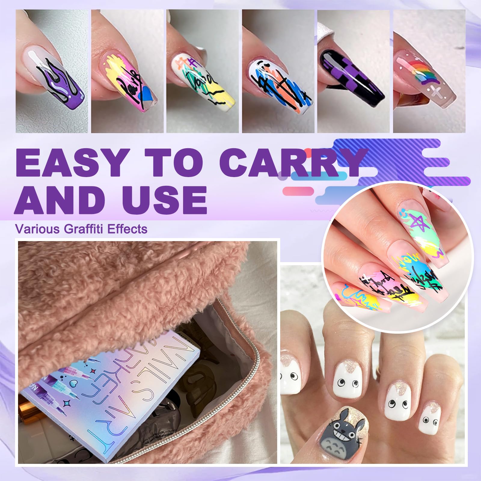 MKNZOME ergonomic grip nail art pen reduces hand fatigue during long sessions.