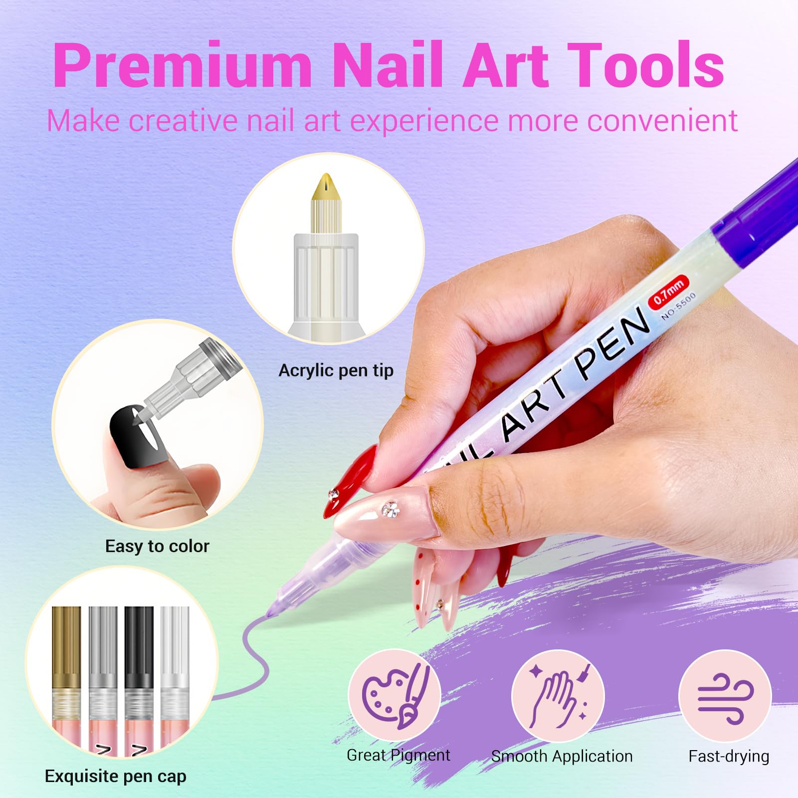 MKNZOME precision tip nail art pen close-up shows ultra-fine control