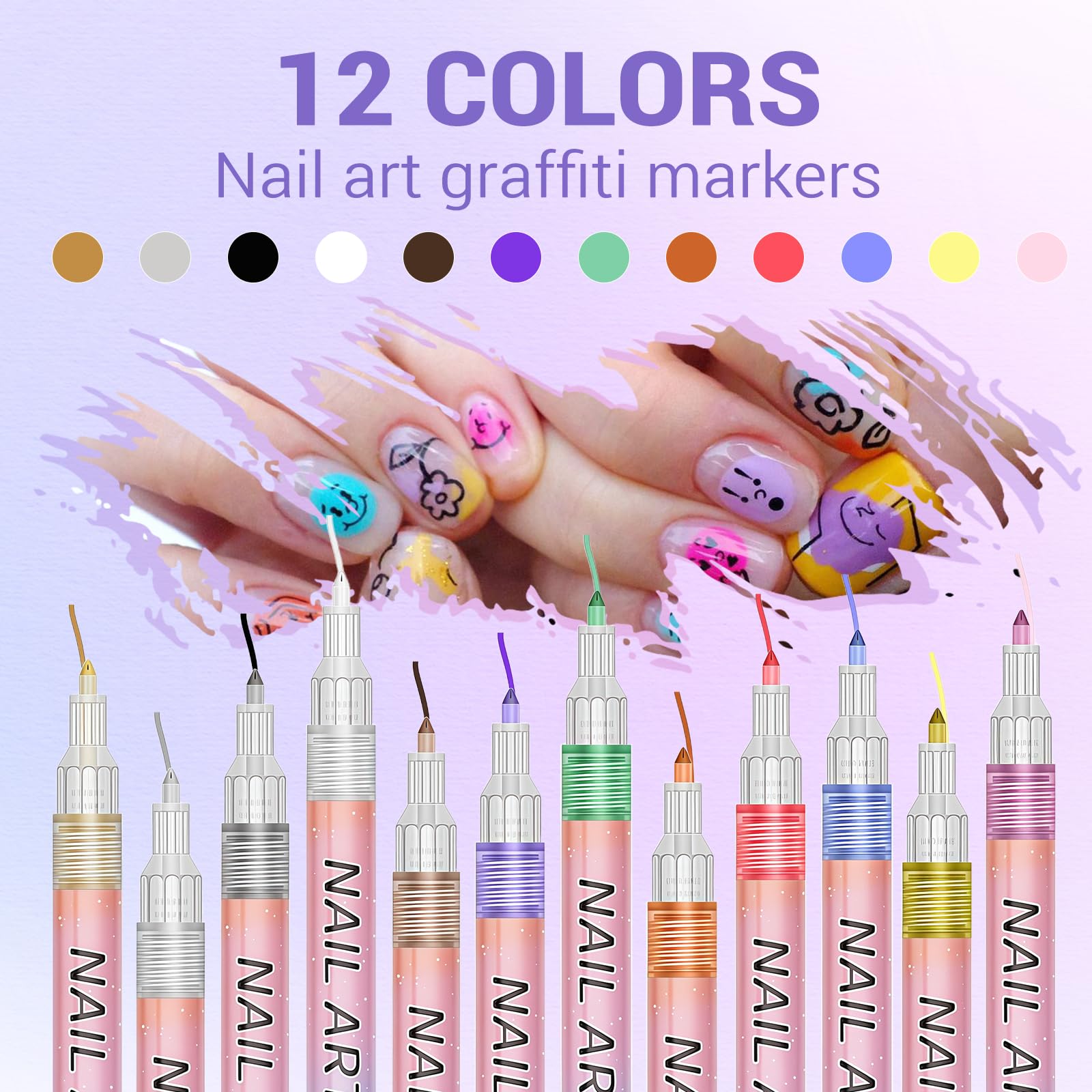 MKNZOME vibrant color nail art pen dries quickly with smudge-free finish