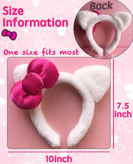 MKPEMEBR fluffy white material headband offers comfortable wear.