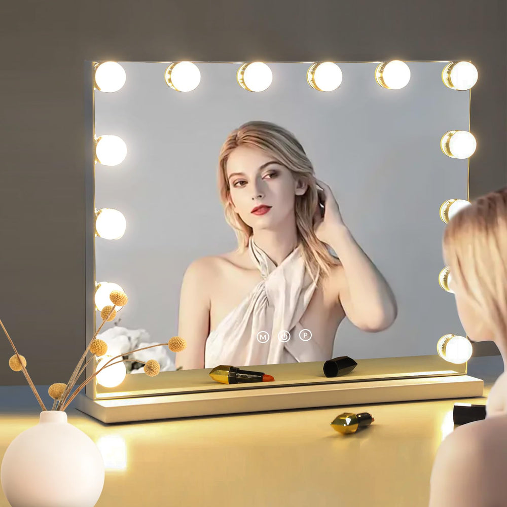 MKupView 15 LED bulbs emit a soft, adjustable-friendly glow across the vanity