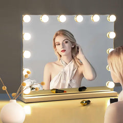 MKupView 15 LED bulbs emit a soft, adjustable-friendly glow across the vanity