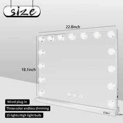 MKupView vanity mirror LED bulbs close-up shows even, shadow-free detail