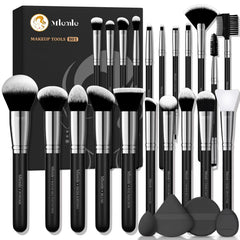 Brochas Mlemle profesional para base y sombras, acabado suave.