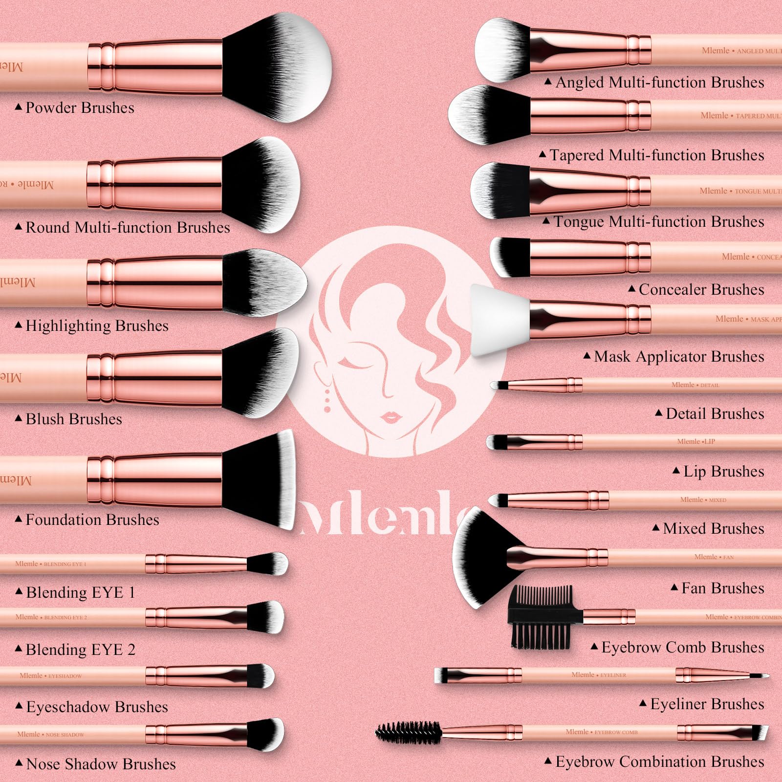 Mlemle eye shadow brush ready for precise crease blending.