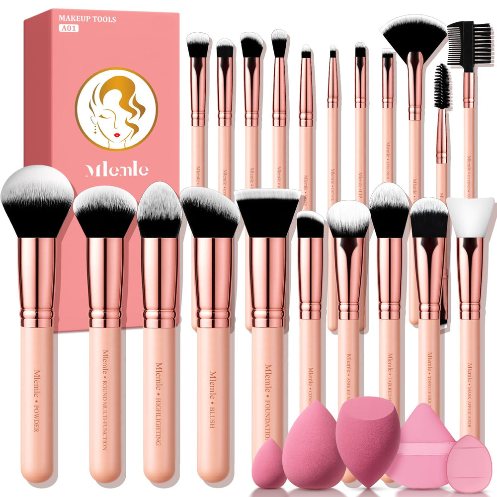 Mlemle makeup brushes set in elegant packaging for gifting and daily use.