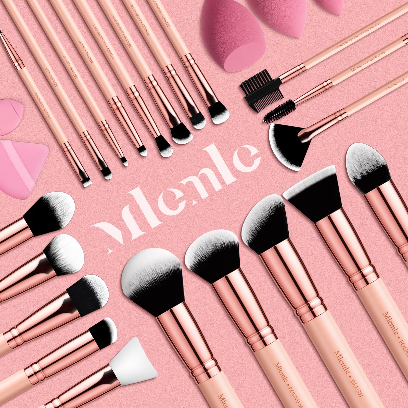 Mlemle powder puff with latex-free feel for even setting makeup.