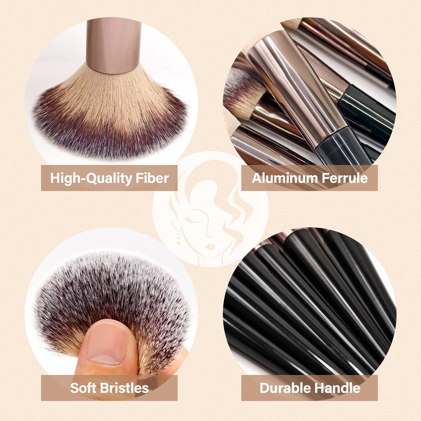 Mlemle soft synthetic nylon bristles providing smooth powder application
