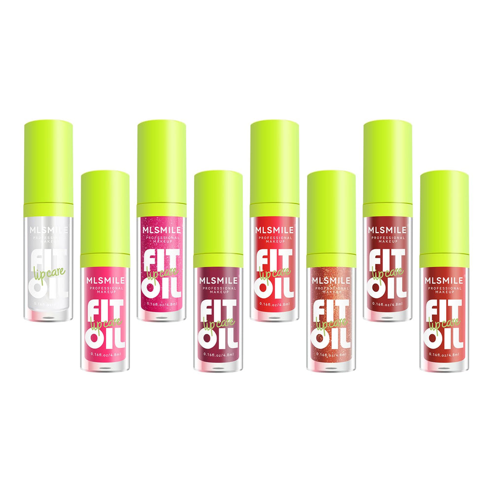 MLSMILE 8-colors lip oil set packaging with vibrant shades for everyday looks