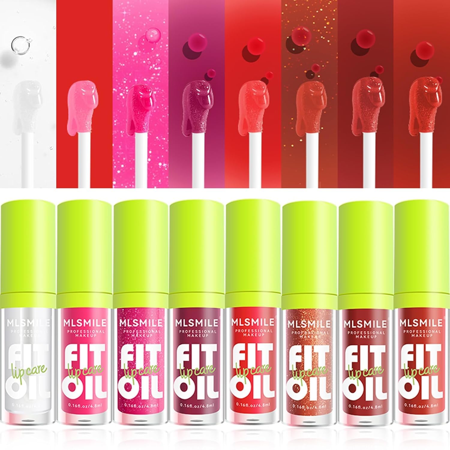 MLSMILE lip oil application on lips demonstrating moisturizing gloss finish