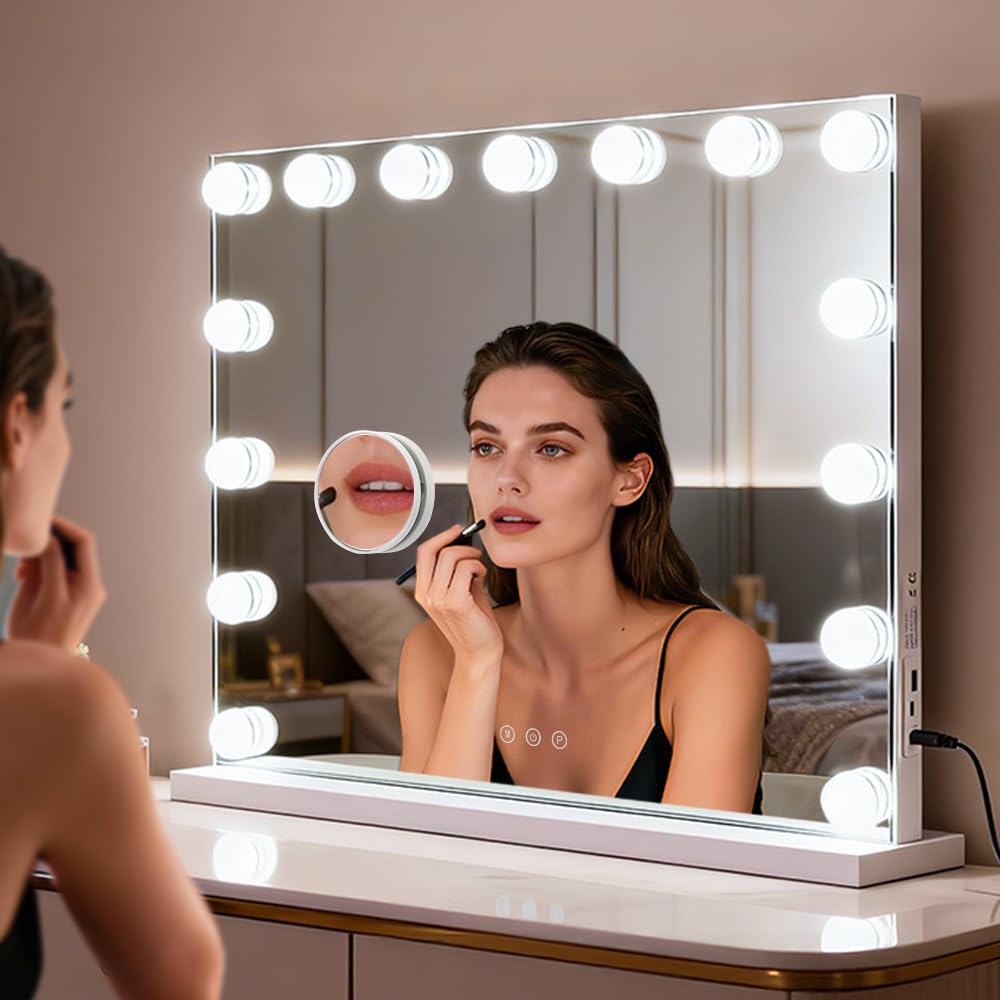 M MIVONDA Hollywood vanity mirror with 3 lighting modes for day-to-night looks