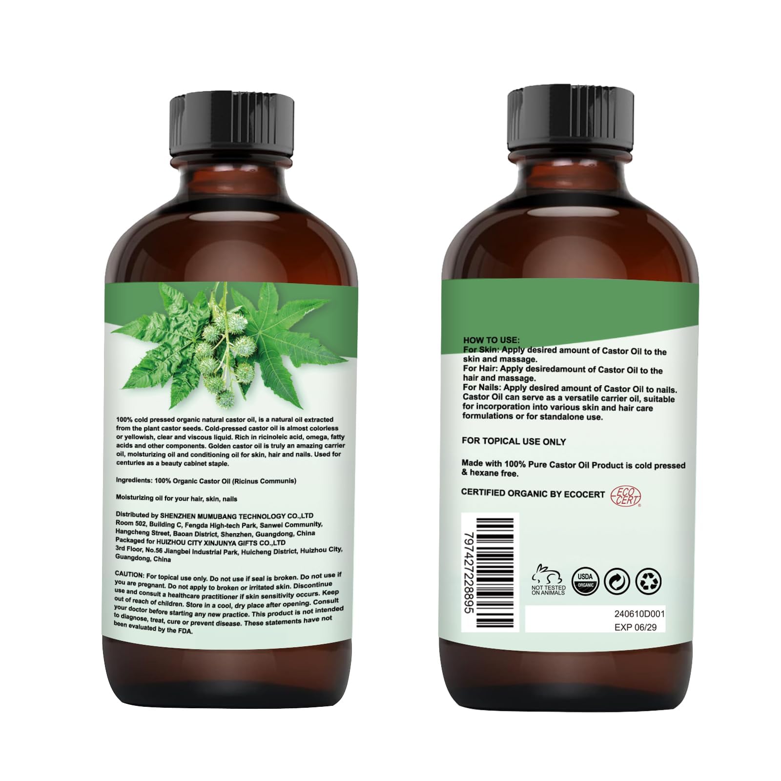 MMPANG Castor Oil droplet on skin highlights deep hydration.