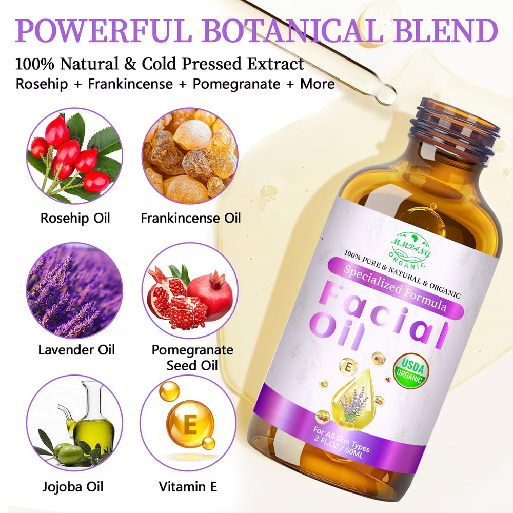 MMPANG cold-pressed rosehip oil massaged into skin for absorption.