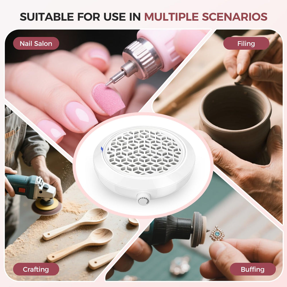 MNAFKT Nail Dust Collector in salon demonstrates salon-grade suction across workflows.